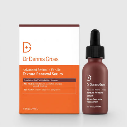 Shop Rescue Spa Dr Dennis Gross Advanced Retinol + Ferulic Texture Renewal Serum bottle and box packaging