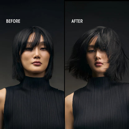 Shop Rescue Spa Dry Texturizing Spray before and after comparison showing increased hair volume and texture