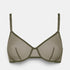 Shop Rescue Spa EDEN wireless triangle bra in olive green with V-neckline, metal link detail, and bust darts.