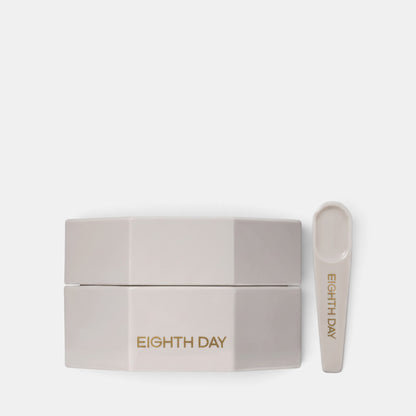 Shop Rescue Spa Eighth Day The Intensive Moisturizer in a hexagonal white jar with a matching applicator spoon