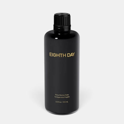 Shop Rescue Spa Eighth Day Resurfacing Tonic in a sleek black 100ml bottle for chemical exfoliation.