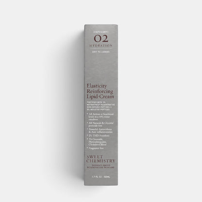 Shop Rescue Spa Elasticity Reinforcing Lipid-Cream box packaging with active ingredient details on grey background
