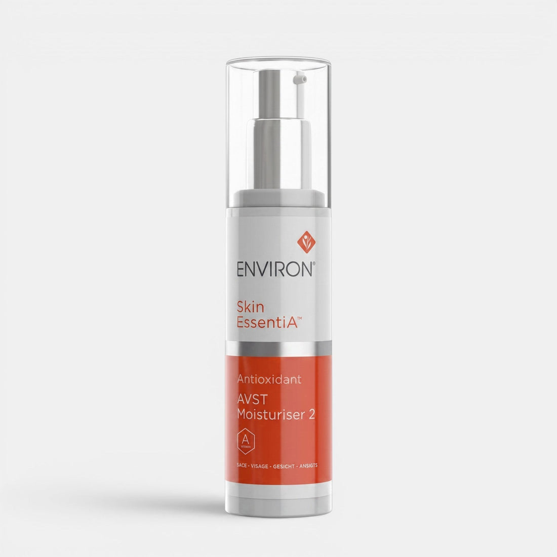 Shop Rescue Spa Environ AVST 2 antioxidant moisturizer in a white and orange pump bottle for skin nourishment.