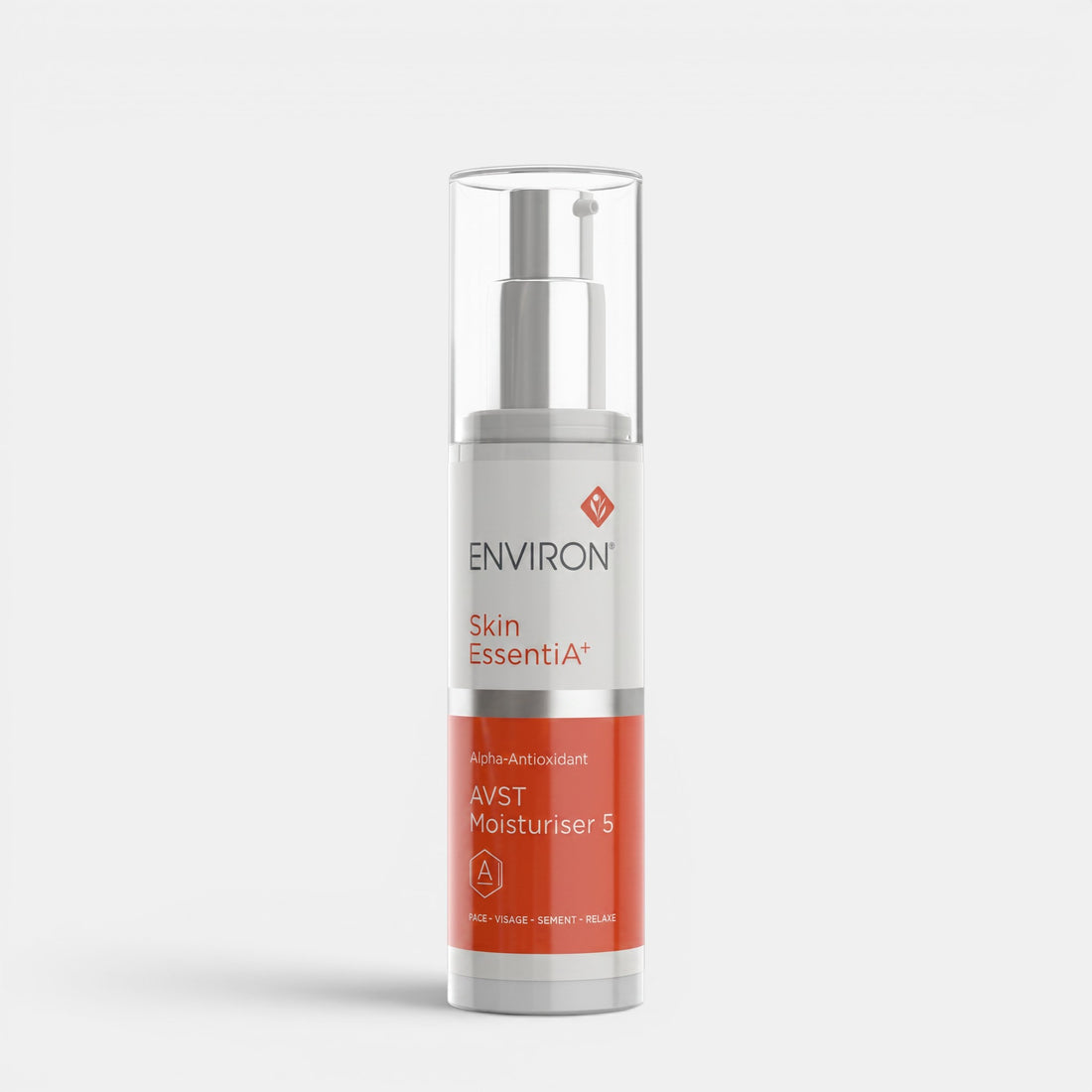 Shop Rescue Spa Environ AVST 5 moisturizer bottle with white and orange label featuring antioxidant formula details