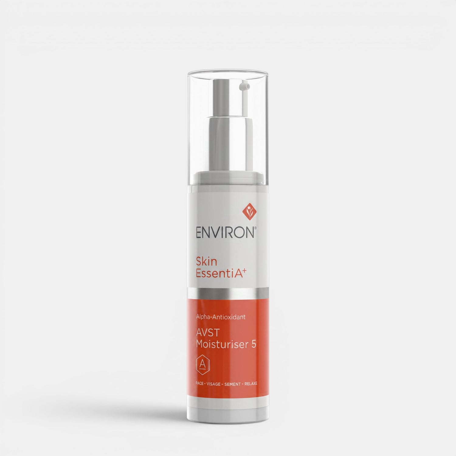 Shop Rescue Spa Environ AVST 5 moisturizer bottle with white and orange label featuring antioxidant formula details