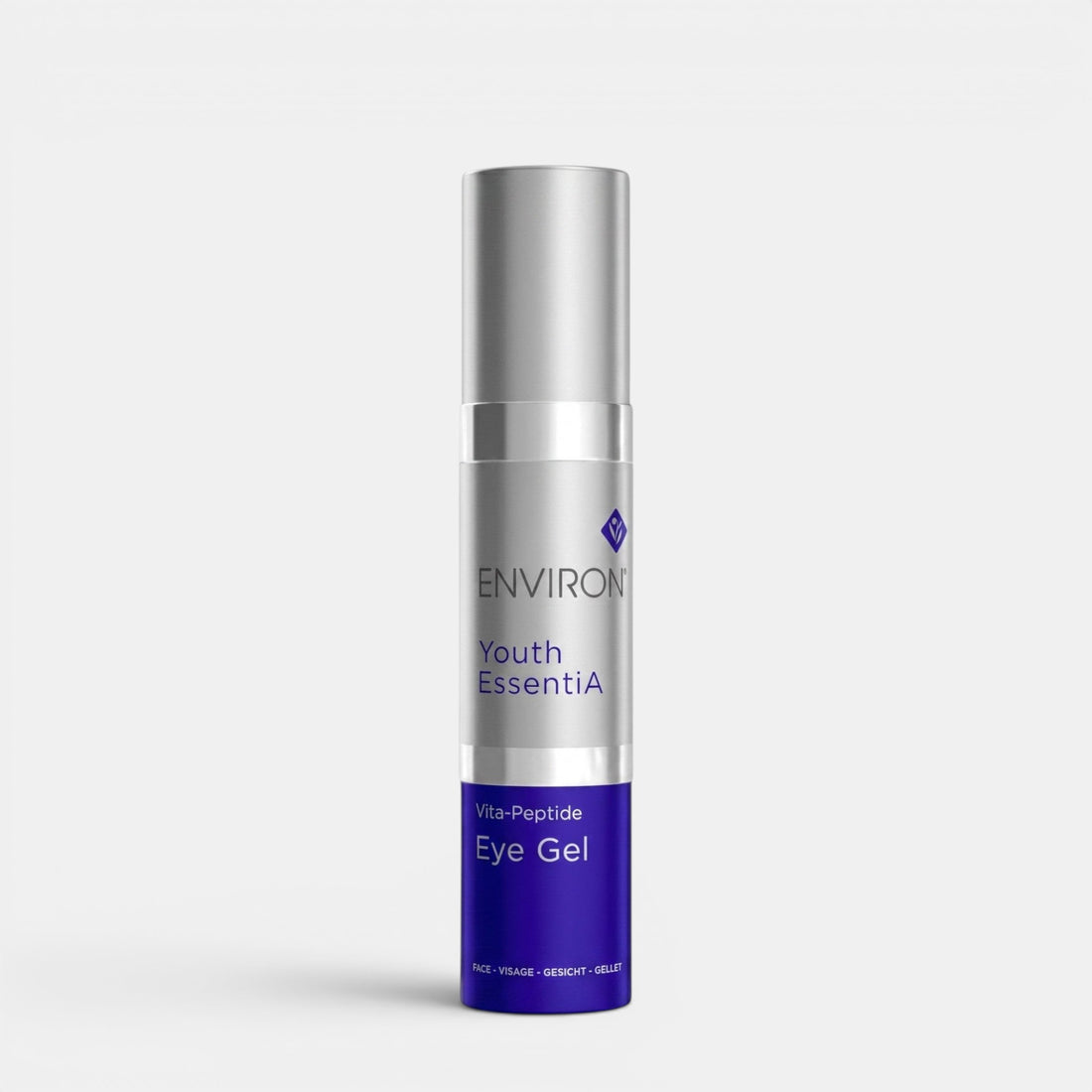 Shop Rescue Spa Environ Youth EssentiA Vita-Peptide Eye Gel in a silver and blue pump bottle for anti-aging care.