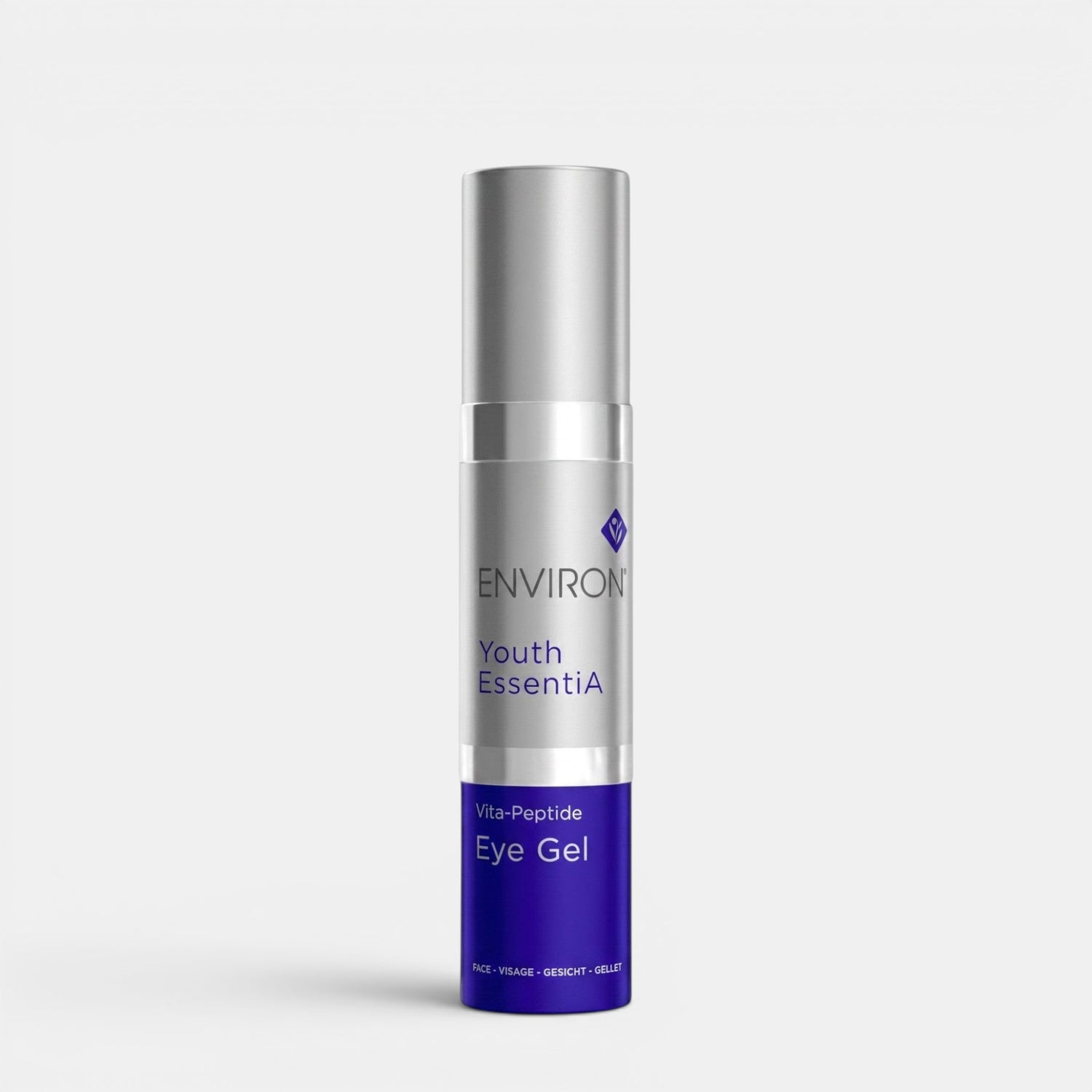 Shop Rescue Spa Environ Youth EssentiA Vita-Peptide Eye Gel in a silver and blue pump bottle for anti-aging care.