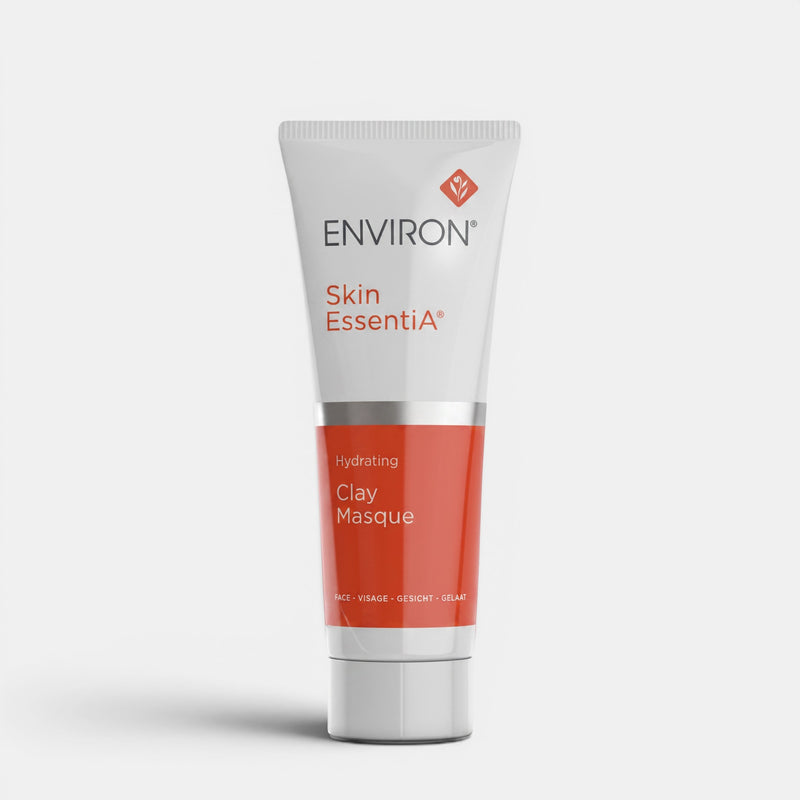 Shop Rescue Spa Environ Skin EssentiA Hydrating Clay Masque in a white and orange squeeze tube for oily skin.