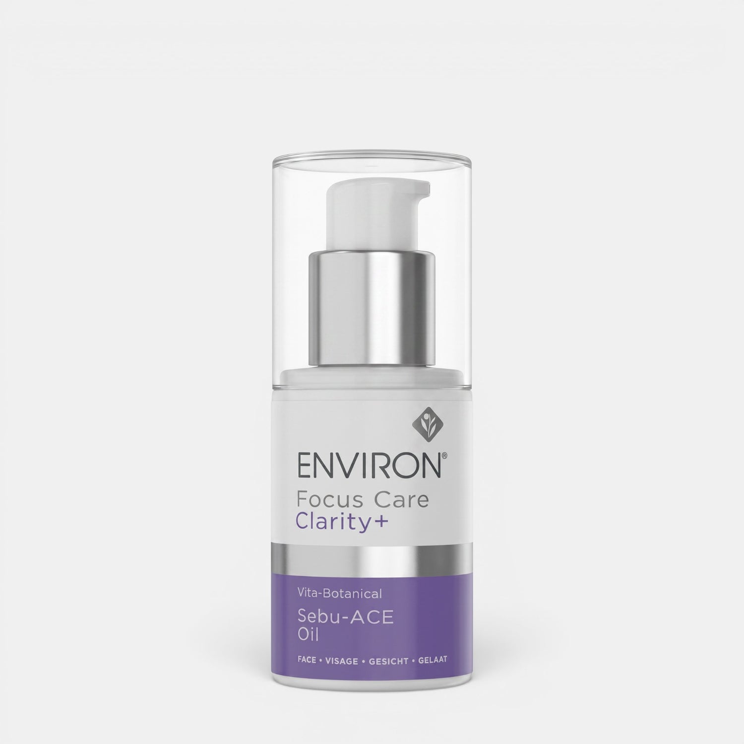 Shop Rescue Spa Environ Vita-Botanical Sebu-ACE Oil in a white pump bottle with purple label for blemish control