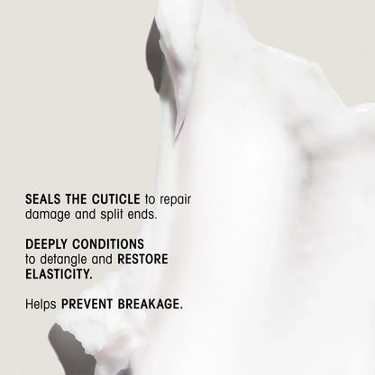 Shop Rescue Spa Eternal Curls Deep Treatment Masque, a white creamy hair mask with text overlay about sealing cuticles and restoring elasticity.