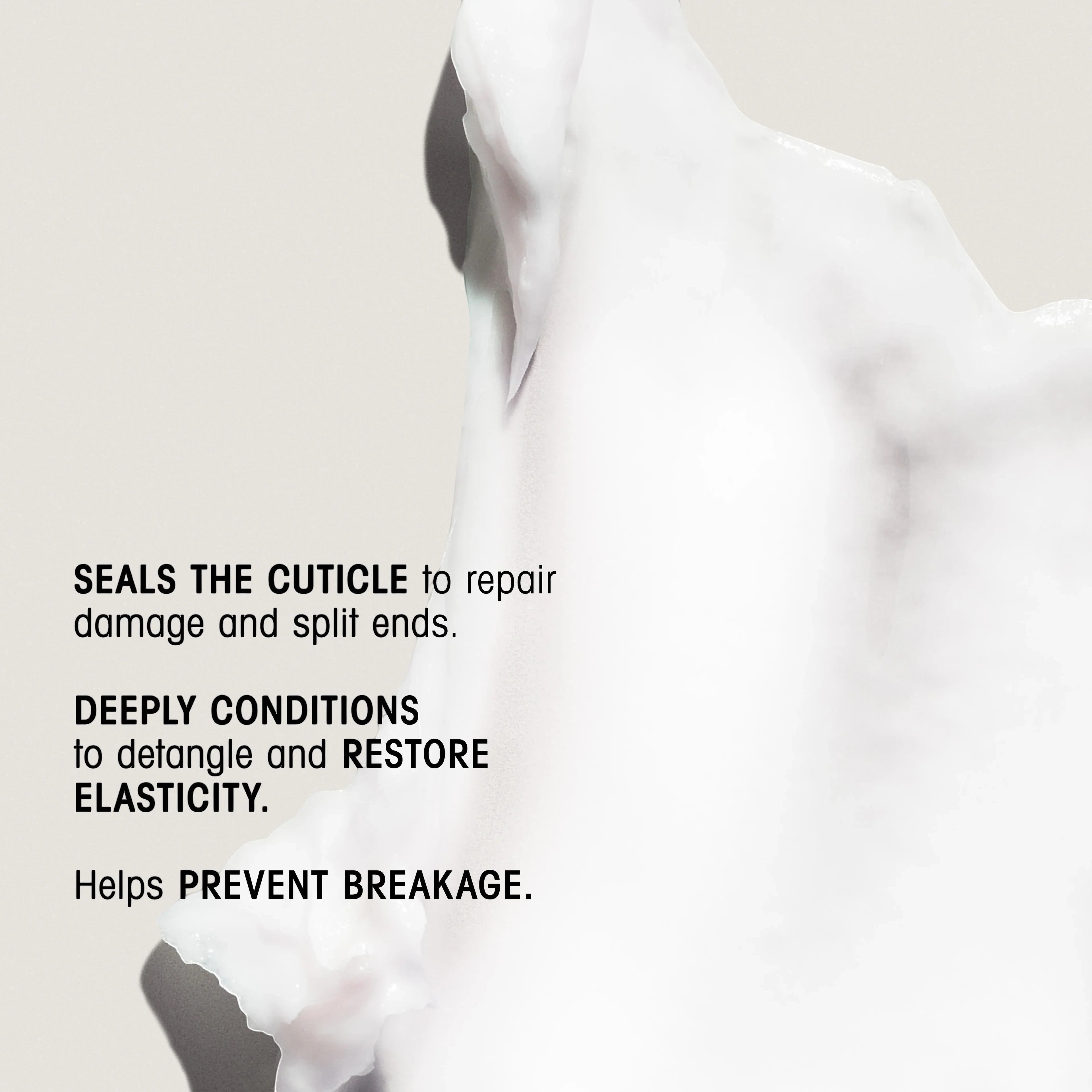 Shop Rescue Spa Eternal Curls Deep Treatment Masque, a white creamy hair mask with text overlay about sealing cuticles and restoring elasticity.