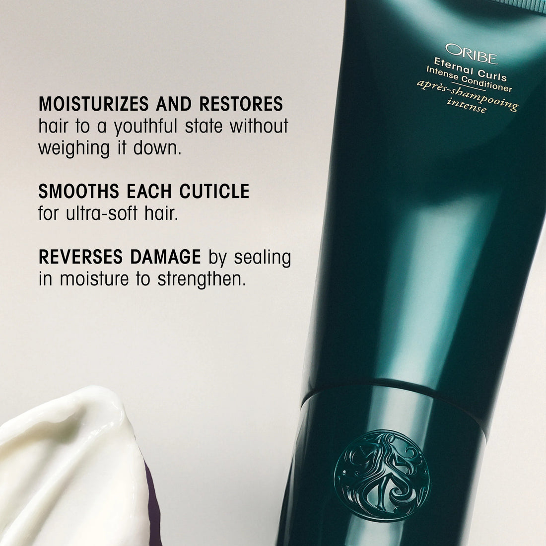 Shop Rescue Spa Oribe Eternal Curls Intense Conditioner tube with white conditioner swirl. For curly, coily, thick hair.