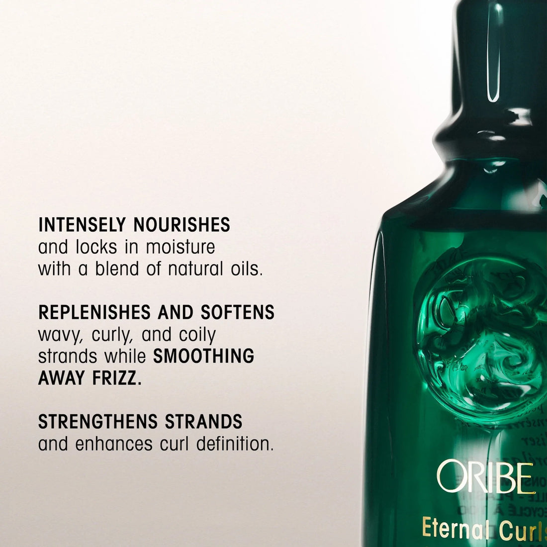 Shop Rescue Spa Eternal Curls Polish &amp; Protect Oil, a green glass bottle with gold lettering, nourishing wavy, curly, and coily hair.