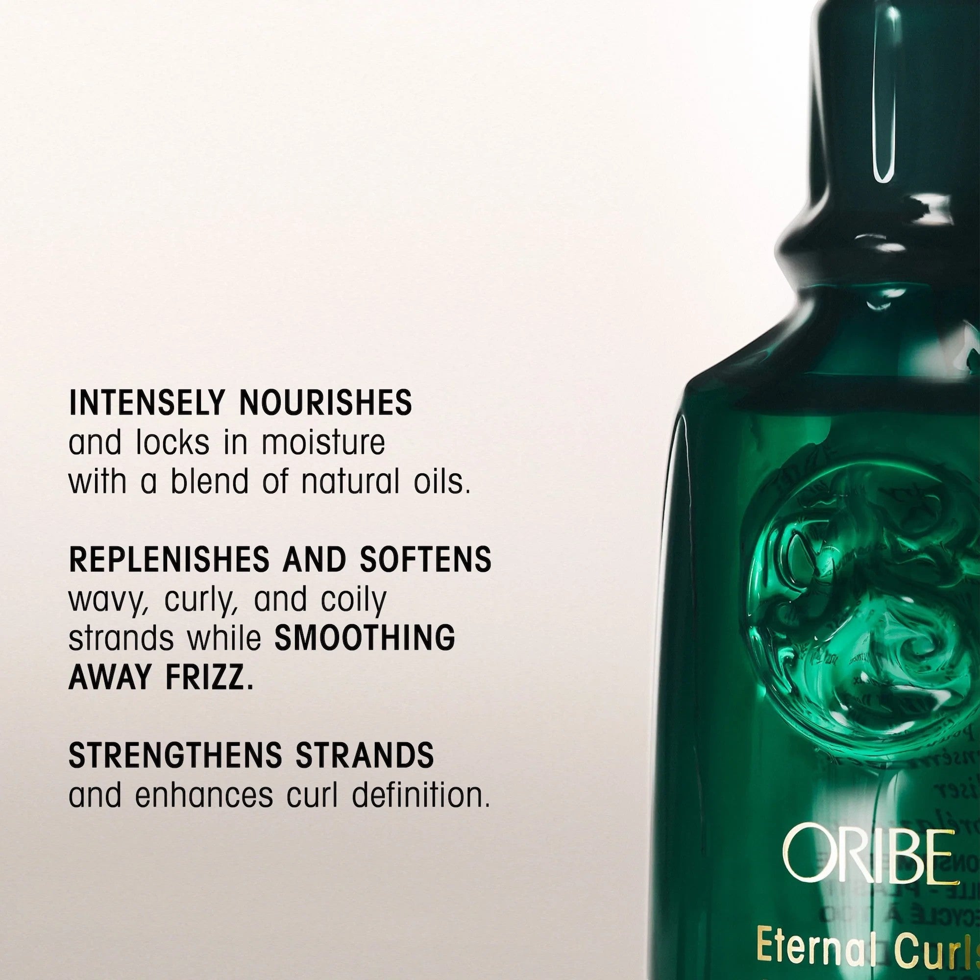 Shop Rescue Spa Eternal Curls Polish &amp; Protect Oil, a green glass bottle with gold lettering, nourishing wavy, curly, and coily hair.