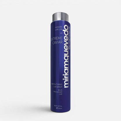Shop Rescue Spa Extreme Caviar Restructuring Luxe Serum in a tall blue bottle for repairing and smoothing hair.