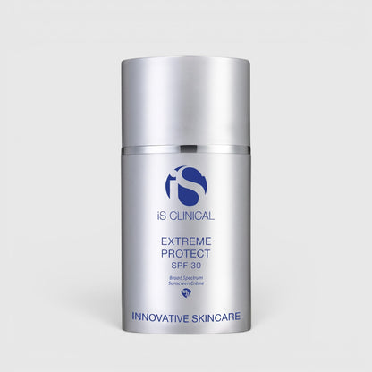 Shop Rescue Spa iS Clinical Extreme Protect SPF 30 broad-spectrum sunscreen in a silver pump bottle.