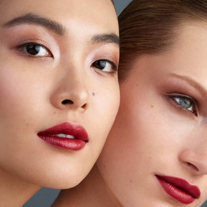 Shop Rescue Spa Eye Pods Les Jours luminous cream-powder eyeshadow trio in Neige, Chocolat, and Tabac on two models