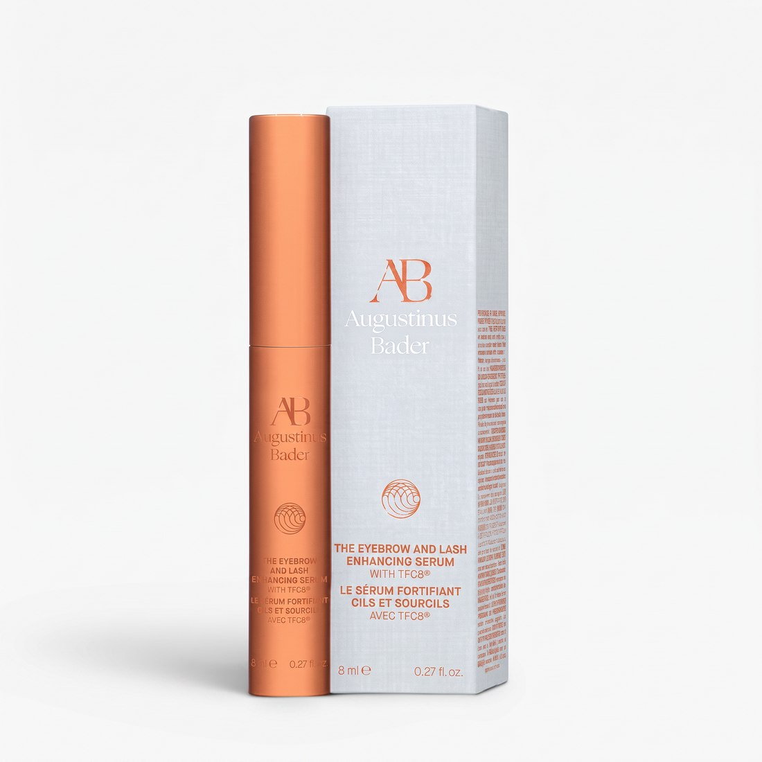 Shop Rescue Spa Augustinus Bader Eyebrow and Lash Enhancing Serum in a copper tube with matching product box