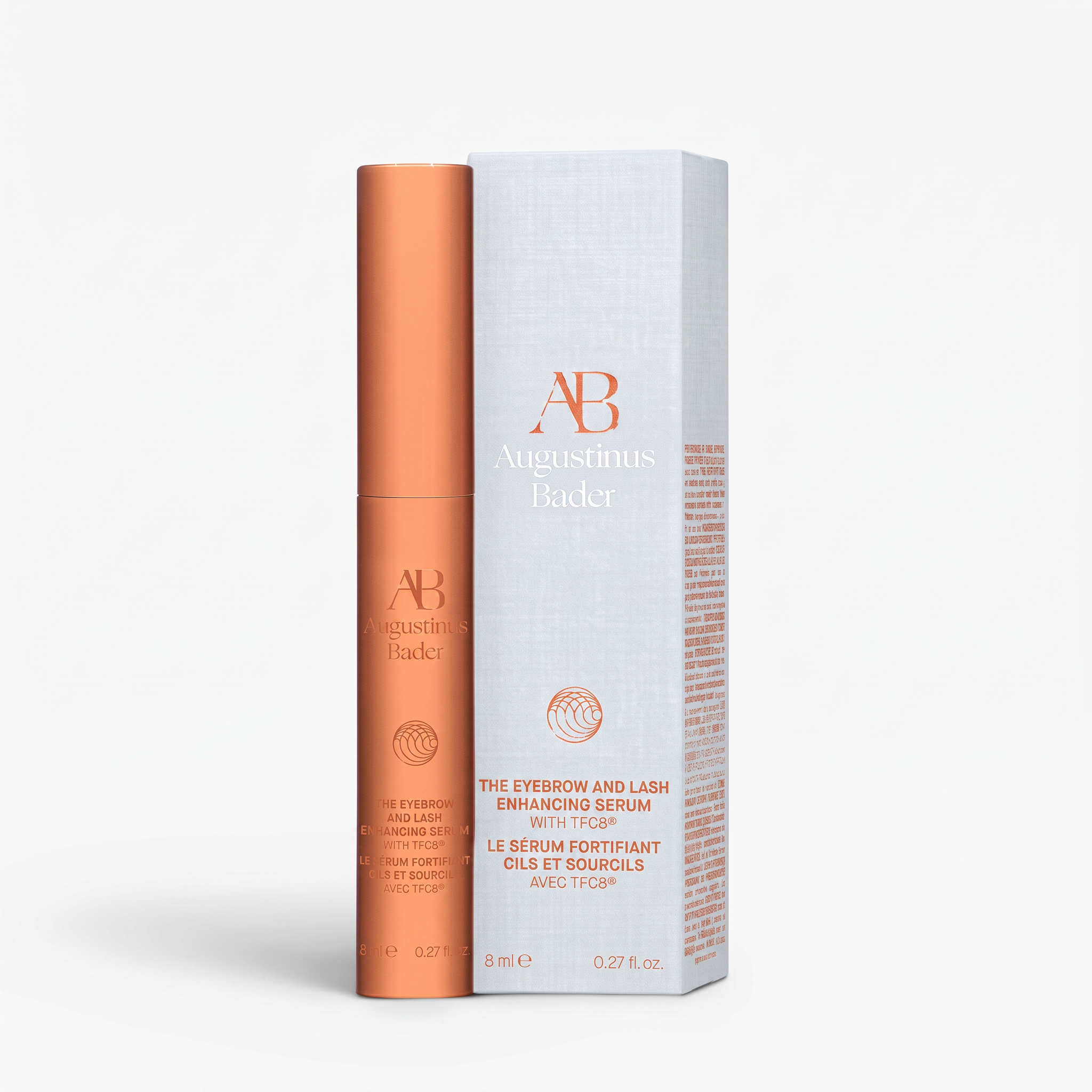 Shop Rescue Spa Augustinus Bader Eyebrow and Lash Enhancing Serum in a copper tube with matching product box