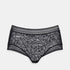 Shop Rescue Spa Farandole black lace shorties with graphic trim and delicate floral patchwork design