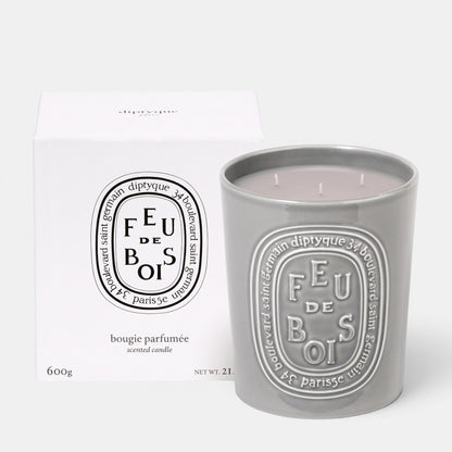 Shop Rescue Spa Feu De Bois scented candle in a grey ceramic jar with matching white gift box