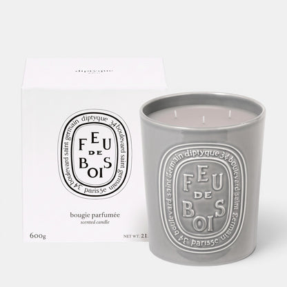 Shop Rescue Spa Feu De Bois scented candle in a grey ceramic vessel with matching white gift box