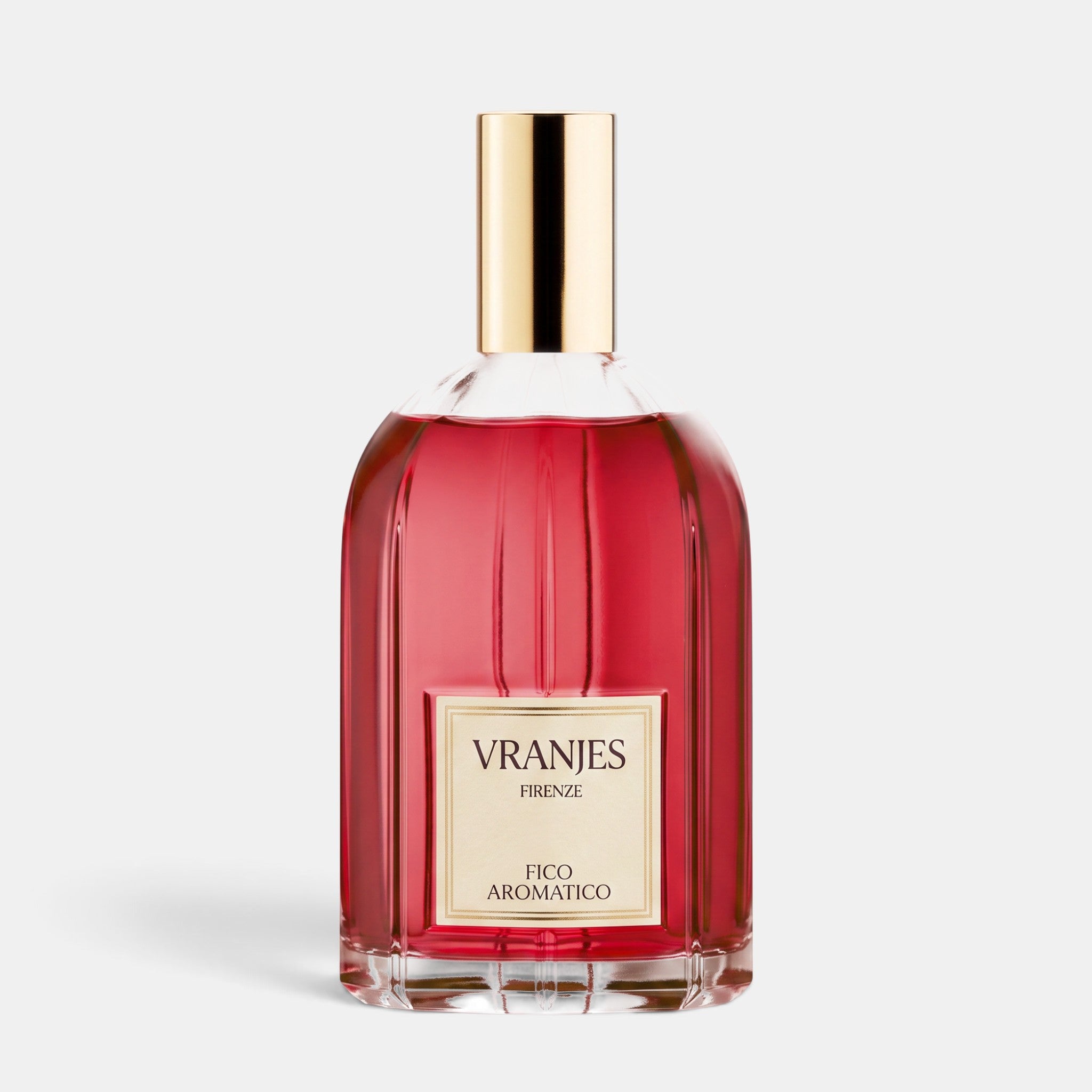 Shop Rescue Spa Fico Aromatico room spray in a clear glass bottle with red liquid and a gold cap.