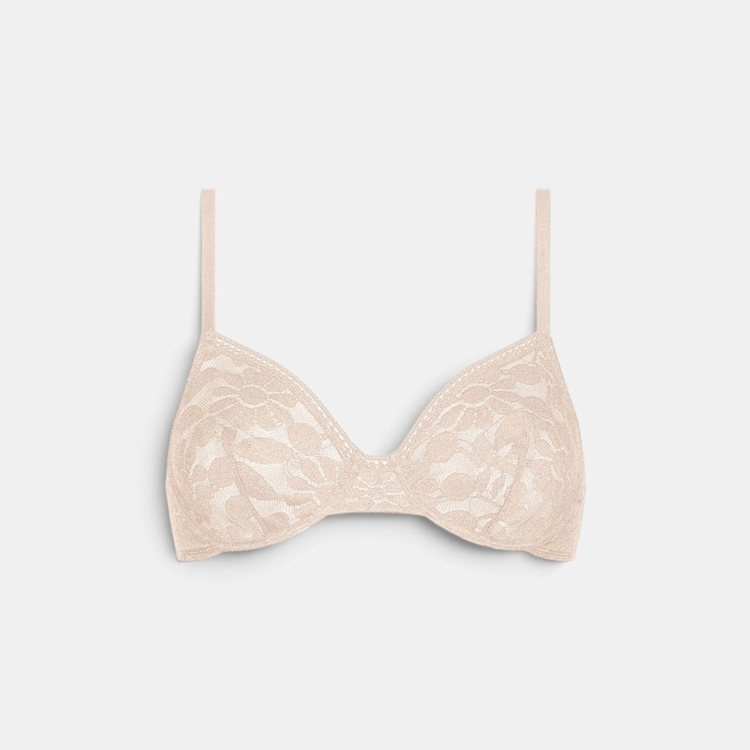 Shop Rescue Spa Fleuris beige lace full-cup bra with lined cups and delicate floral trim details