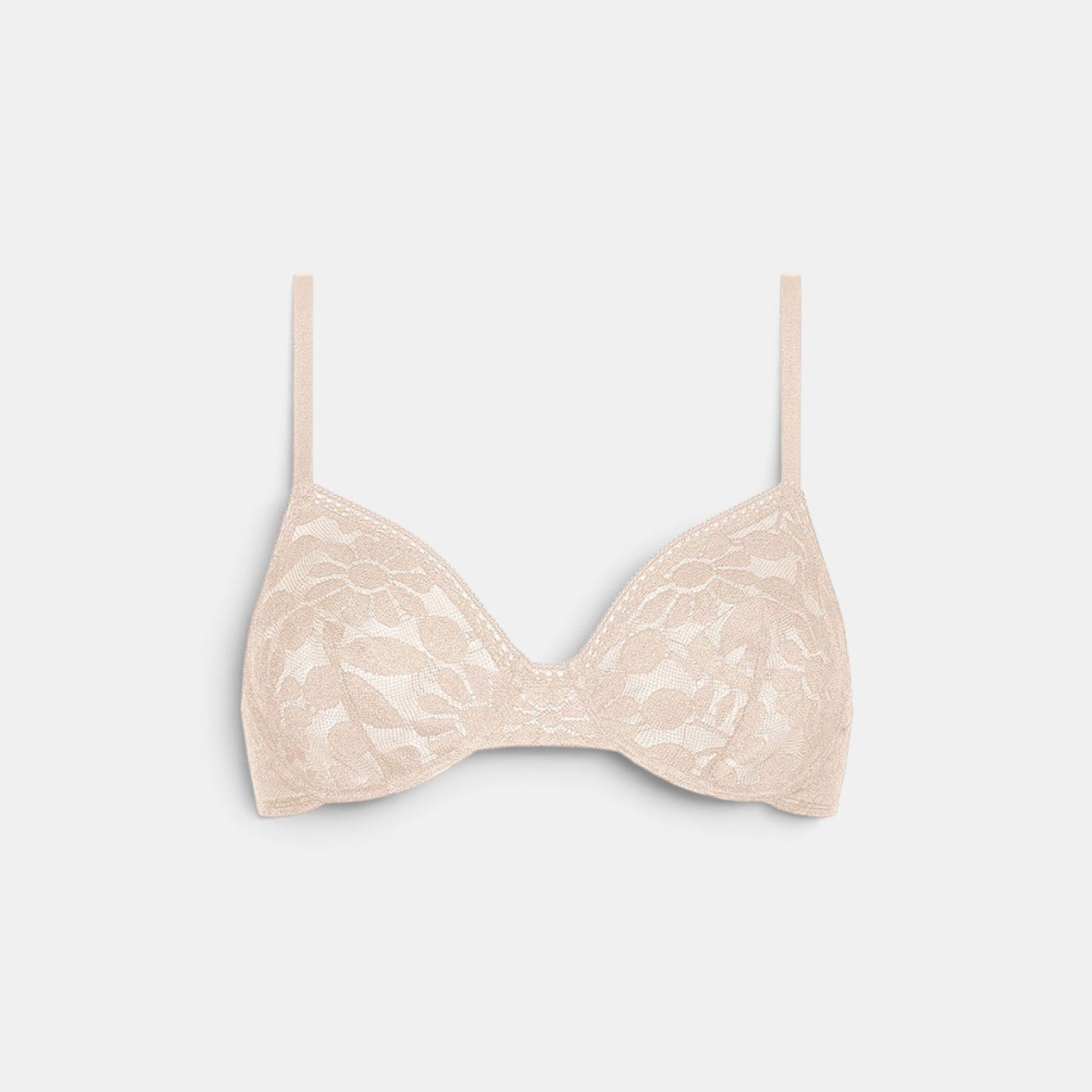 Shop Rescue Spa Fleuris beige lace full-cup bra with lined cups and delicate floral trim details