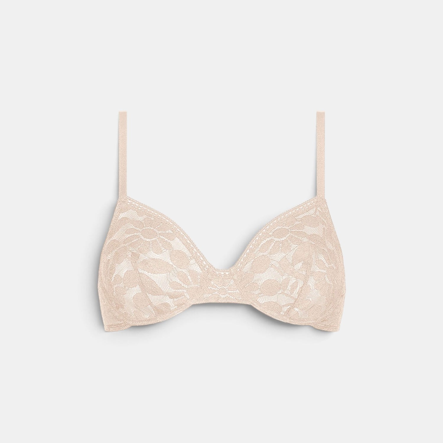 Shop Rescue Spa Fleuris beige lace full-cup bra with lined cups and delicate trim detail