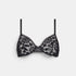 Shop Rescue Spa Fleuris black lace full-cup bra with floral pattern, lined cups, and adjustable shoulder straps.