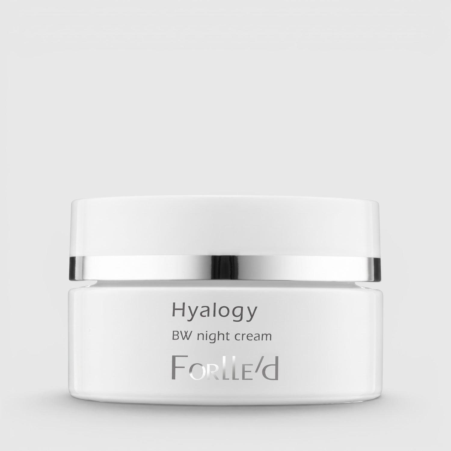 Shop Rescue Spa Forlle’d Hyalogy BW Night Cream in a white 50g jar for brightening and evening skin tone.