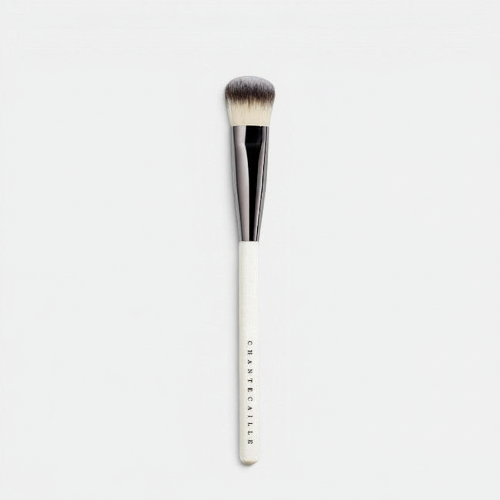 Shop Rescue Spa foundation and mask brush with synthetic vegan bristles, wooden handle, and gunmetal ferrule.
