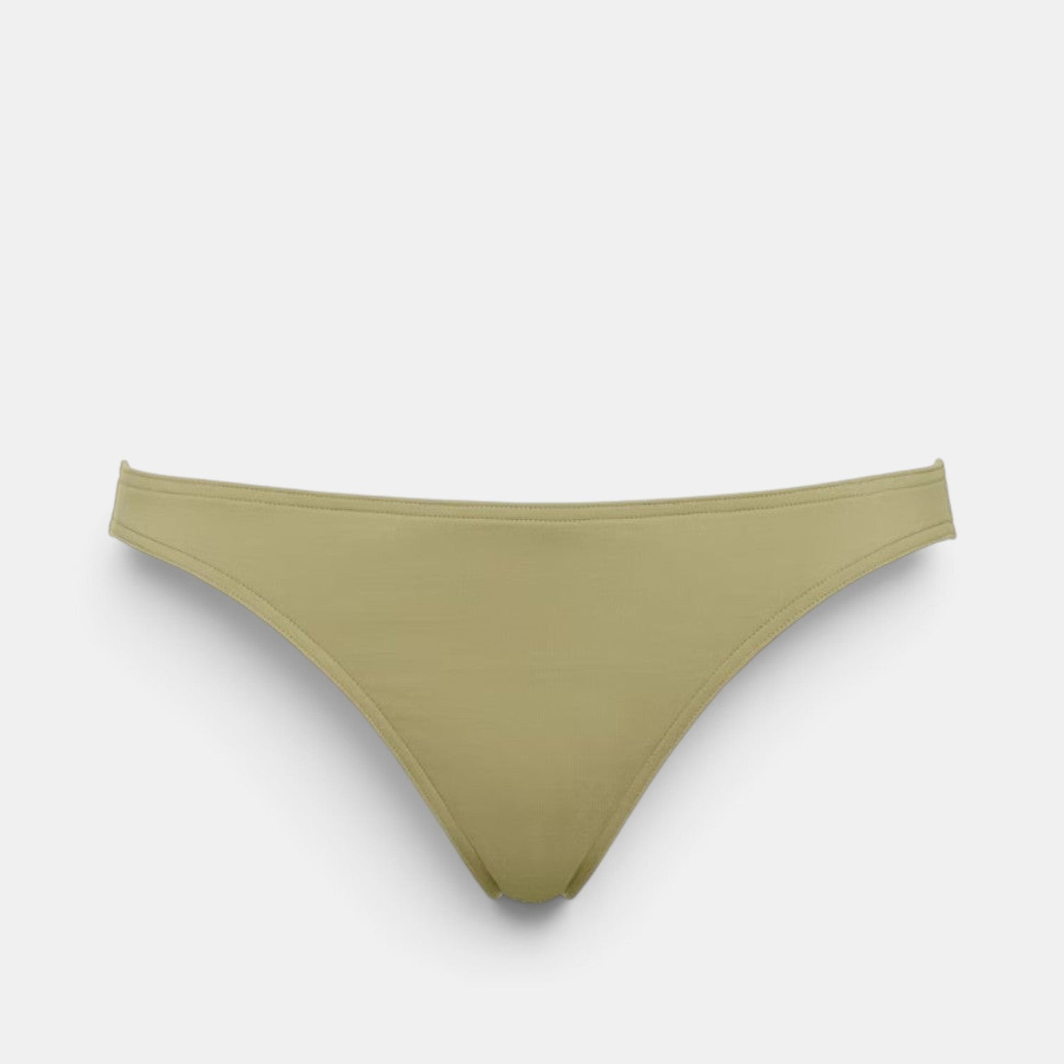 Shop Rescue Spa Fripon bikini bottoms in olive green with a high-cut leg design and full coverage fit.