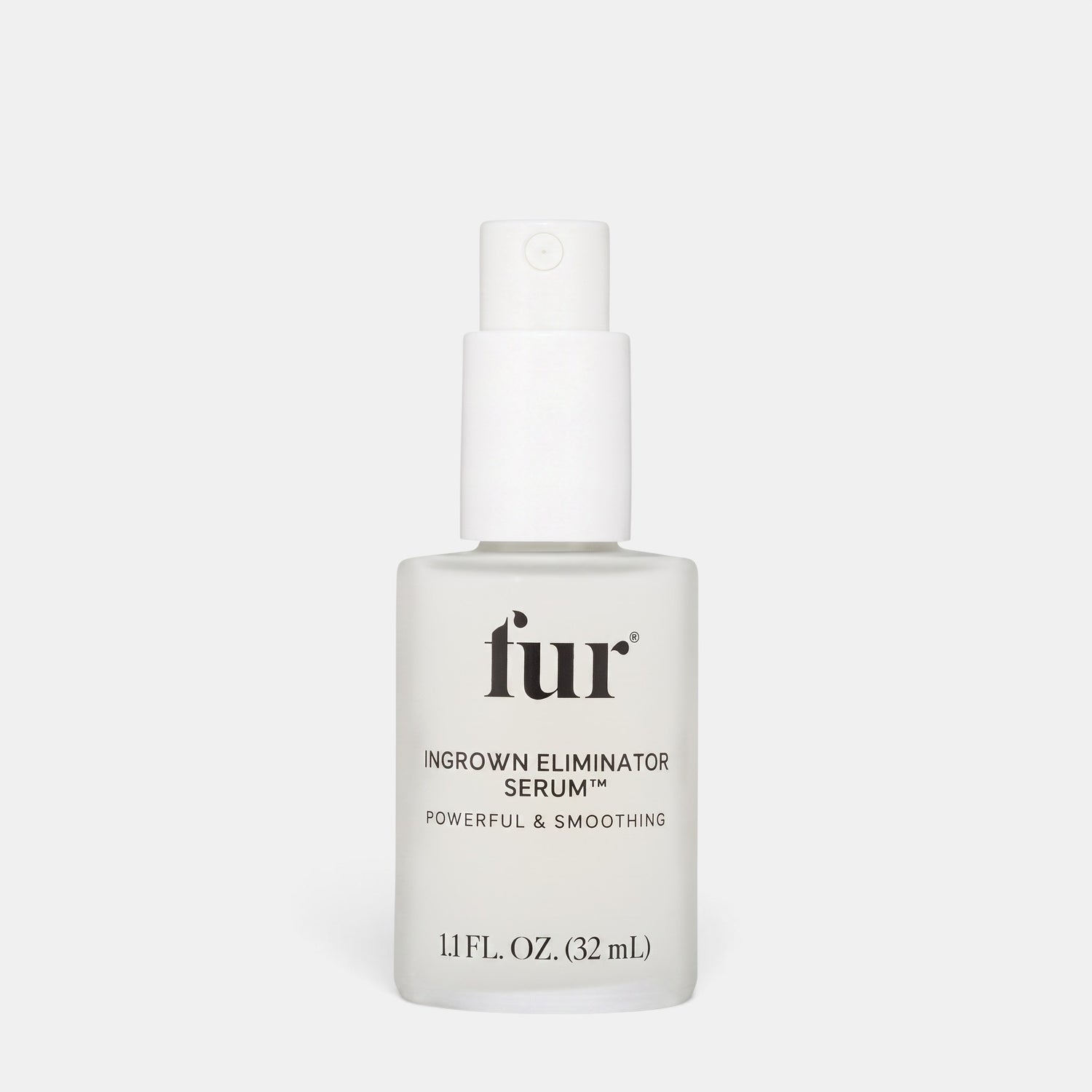 Shop Rescue Spa Fur Ingrown Eliminator Serum in a frosted glass bottle with a white pump dispenser.