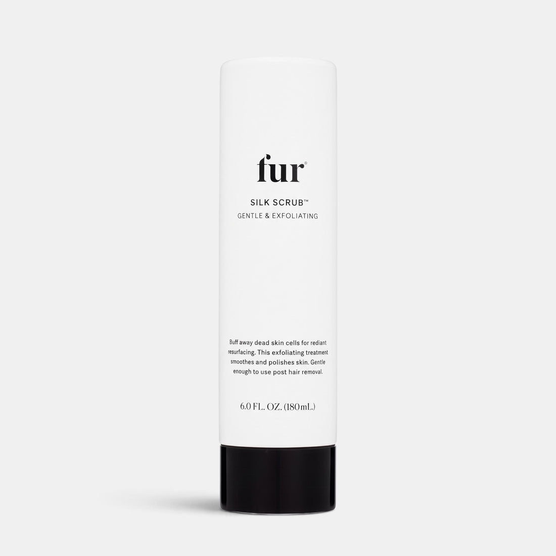 Shop Rescue Spa Fur Silk Scrub exfoliating body treatment in a white tube with black text and a black cap