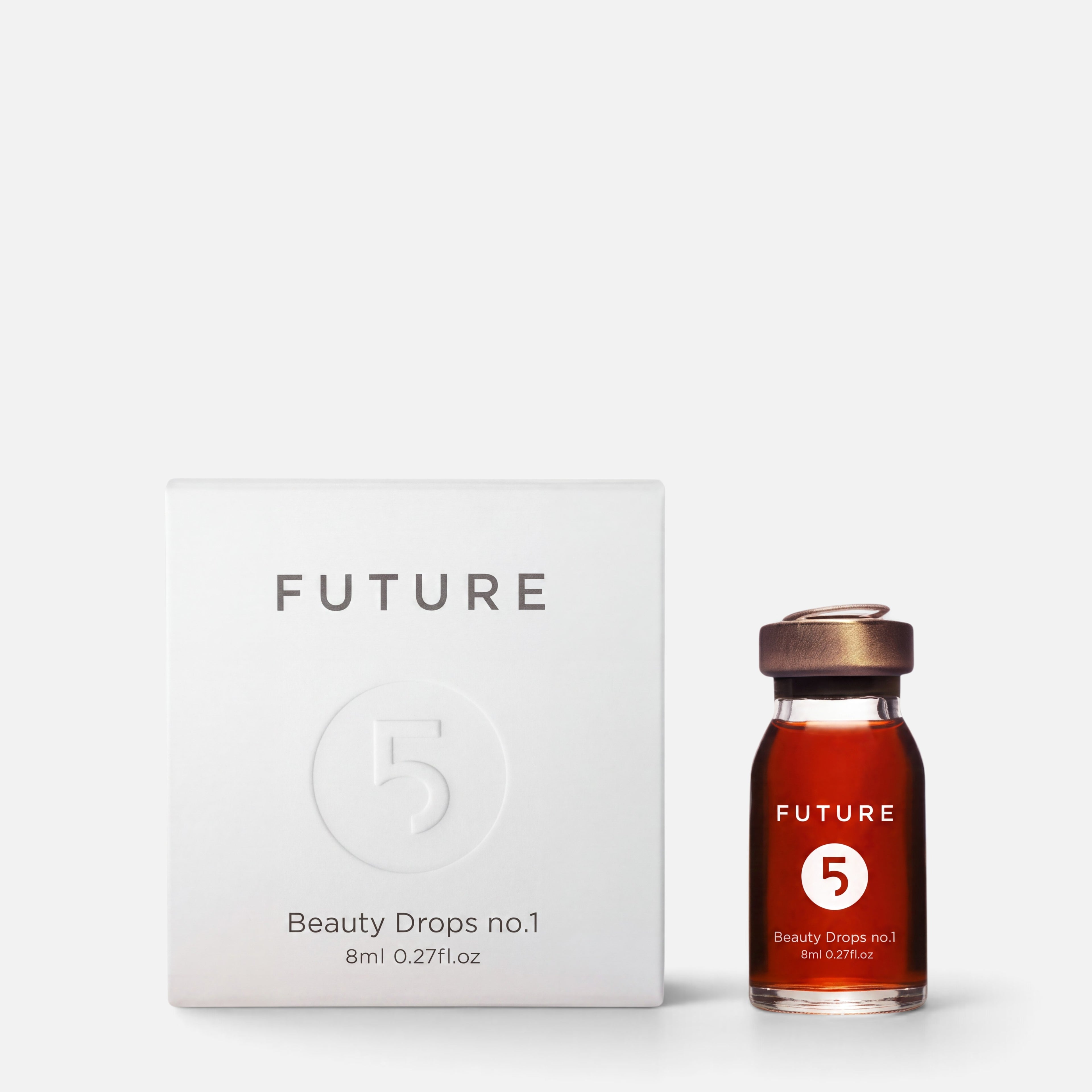 Shop Rescue Spa Future 5 Elements Beauty Drops No.1 facial serum bottle and white product box on a white background.