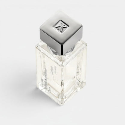 Shop Rescue Spa Maison Francis Kurkdjian Gentle Fluidity Silver Eau De Parfum bottle with silver cap.