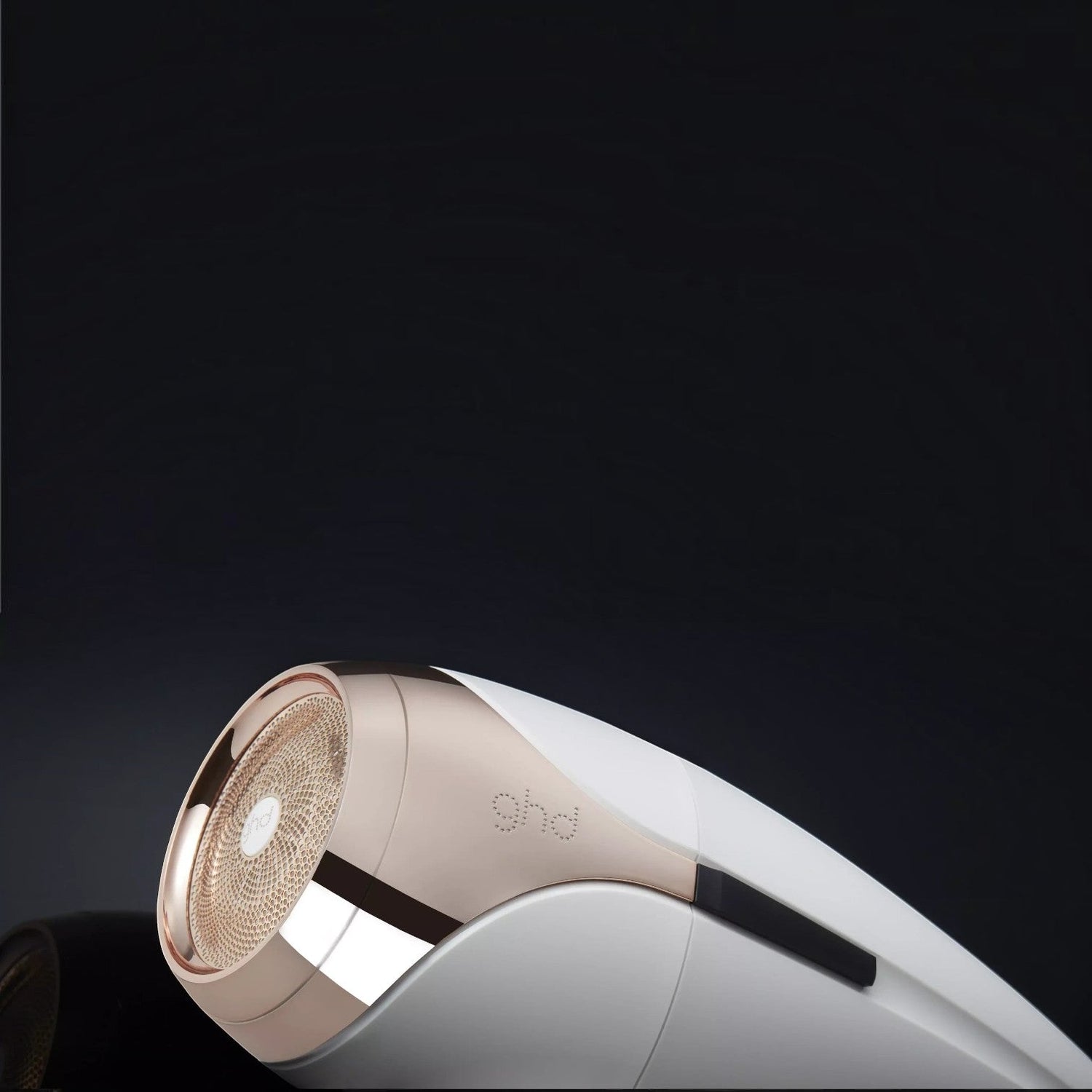 Shop Rescue Spa ghd helios professional hair dryer in sparkling white with metallic rose gold accents