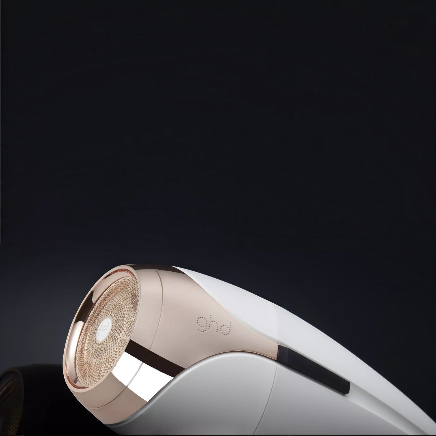 Shop Rescue Spa ghd helios professional hair dryer in sparkling white with metallic rose gold accents