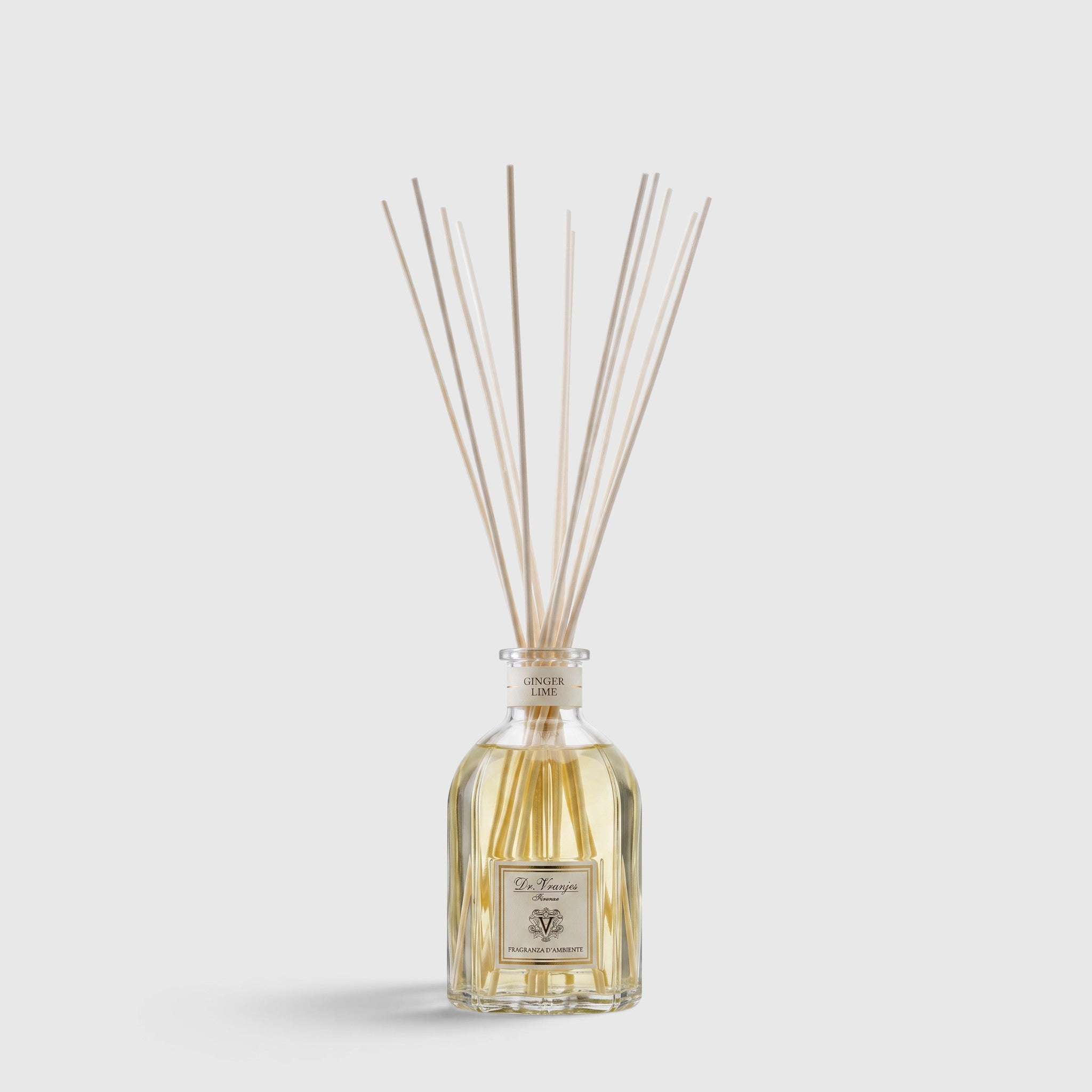 Shop Rescue Spa Ginger Lime room diffuser in a glass bottle with reed sticks for a fresh citrus and ginger scent.