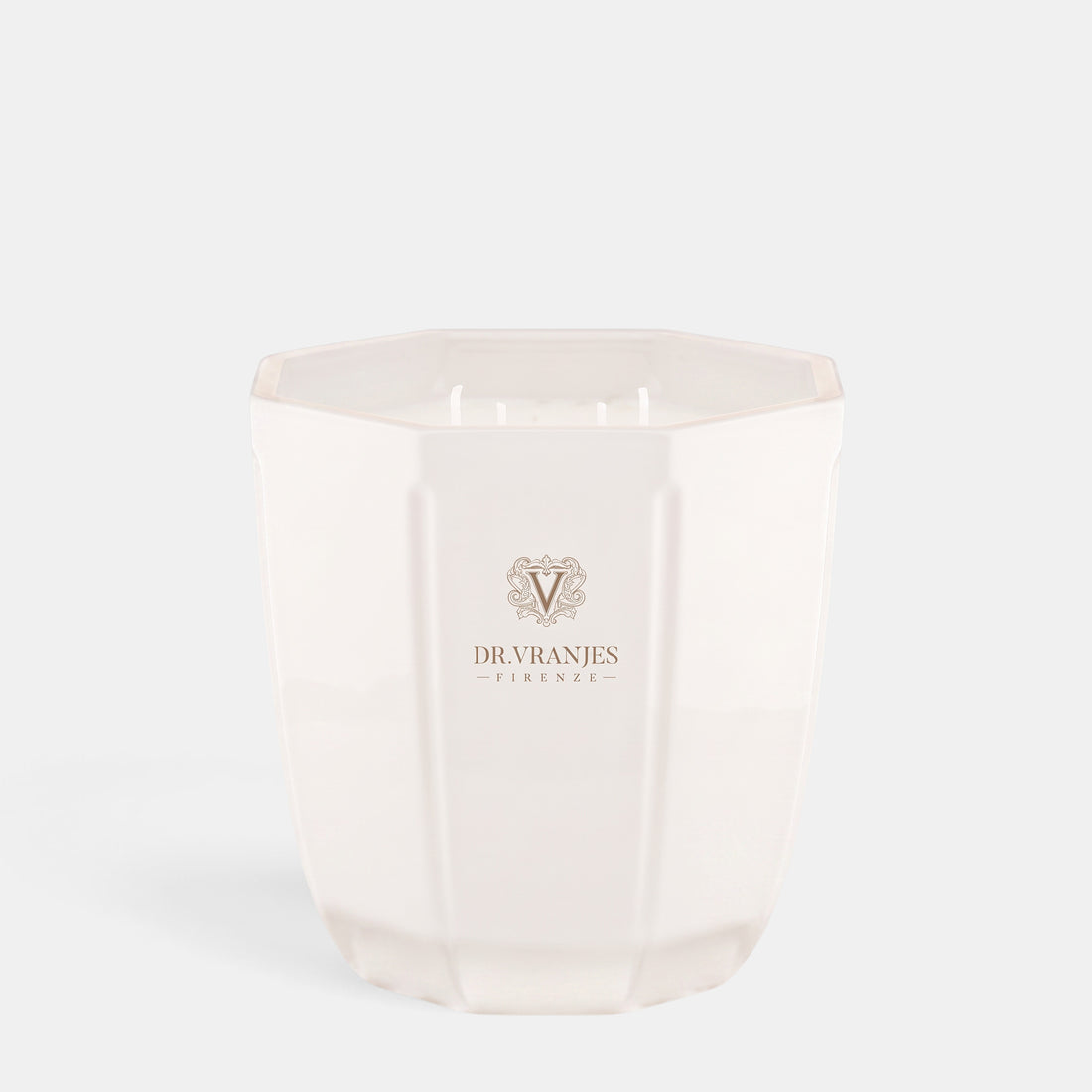 Shop Rescue Spa Ginger Lime scented candle in a white pearl-finish octagonal ceramic vessel with Dr. Vranjes logo.