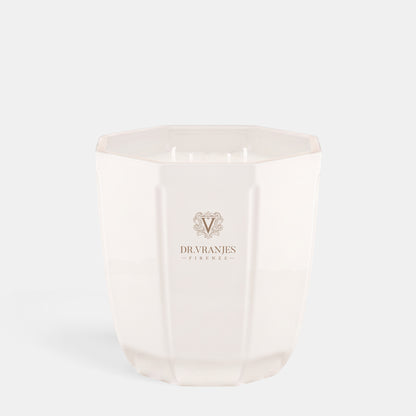 Shop Rescue Spa Ginger Lime scented candle in a white pearl-finish octagonal ceramic vessel with Dr. Vranjes logo.
