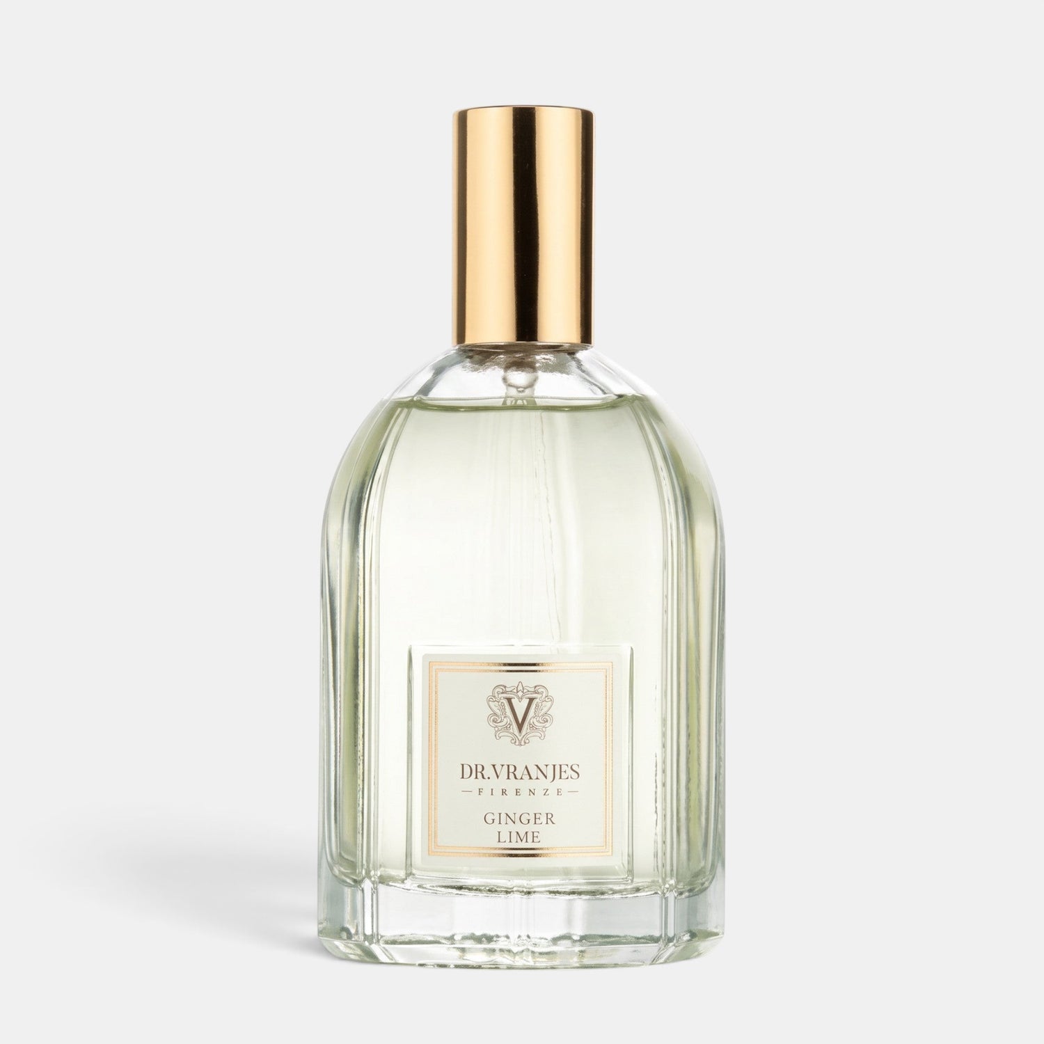 Shop Rescue Spa Dr. Vranjes Ginger Lime room spray in a clear glass bottle with a gold cap.