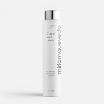 Shop Rescue Spa Glacial White Caviar Hydra-Pure Rescue Masque in a sleek white 250mL bottle for dry, damaged hair.