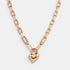 Shop Rescue Spa gold padlock heart pendant necklace with faceted chain links in a high-polish finish.