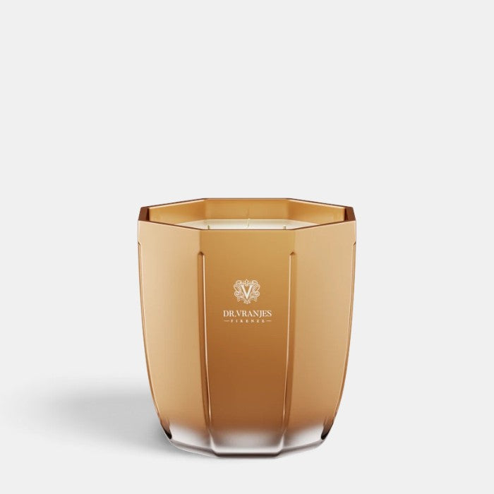 Shop Rescue Spa Oud Nobile scented candle in a gold-toned hexagonal glass vessel with Dr. Vranjes logo