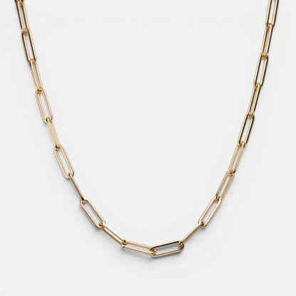Shop Rescue Spa Andi Slim Chain necklace in high-polish gold-tone brass with a modern paperclip link design.