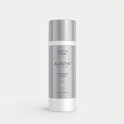 Shop Rescue Spa HA IMMERSE serum bottle in silver and white packaging for hydrating and anti-aging skincare.