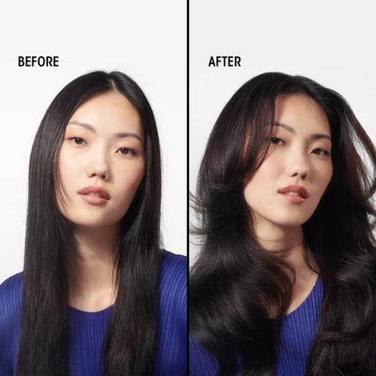 Shop Rescue Spa Grandiose Hair Plumping Mousse before and after results showing increased volume and soft texture